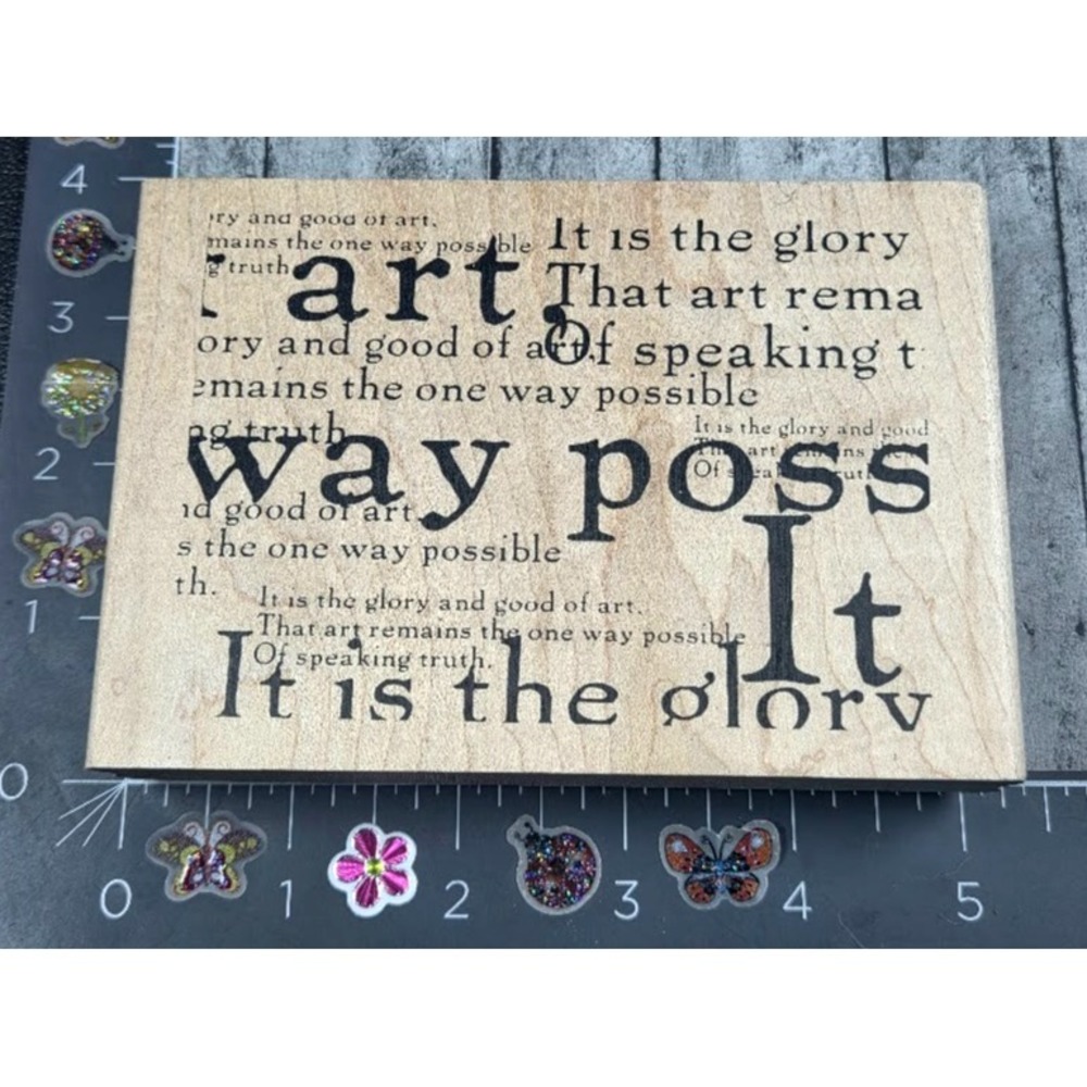 Stampers Anonymous Glory Art Possible Words Collage Rubber Stamp Wood #C20